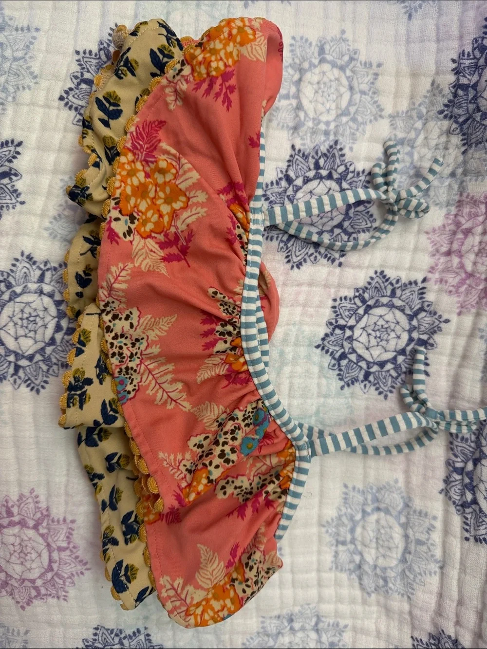 Gorgeous Matilda Jane Girls Floral Ruffle Two-Piece Swim Set - Coral & Cream